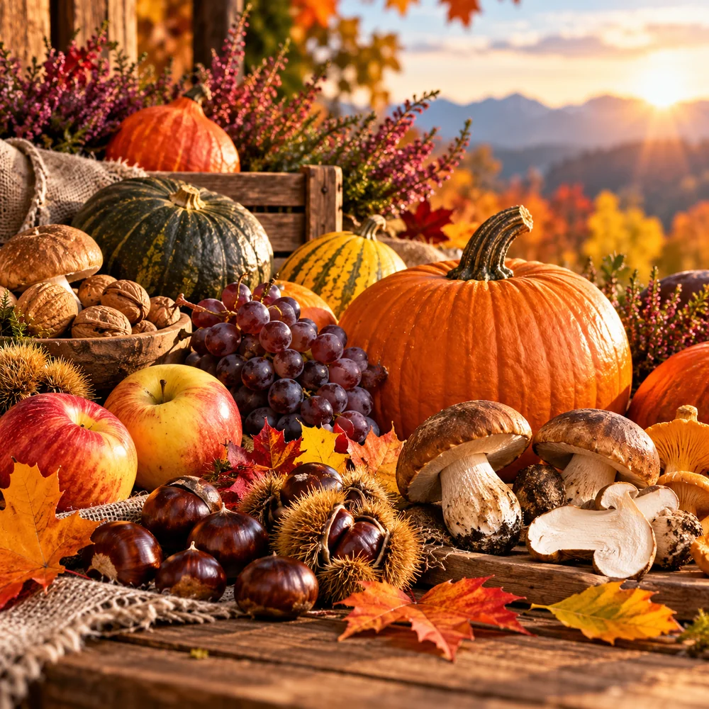 Herbstliche saisonale Auswahl von Danke Bauer