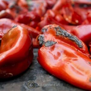 Gegrillter milder roter Paprika mit Knoblauch