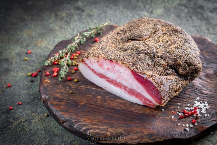 Guanciale ca. 600g - Schweinebacken Speck mit geschrotetem Pfeffer