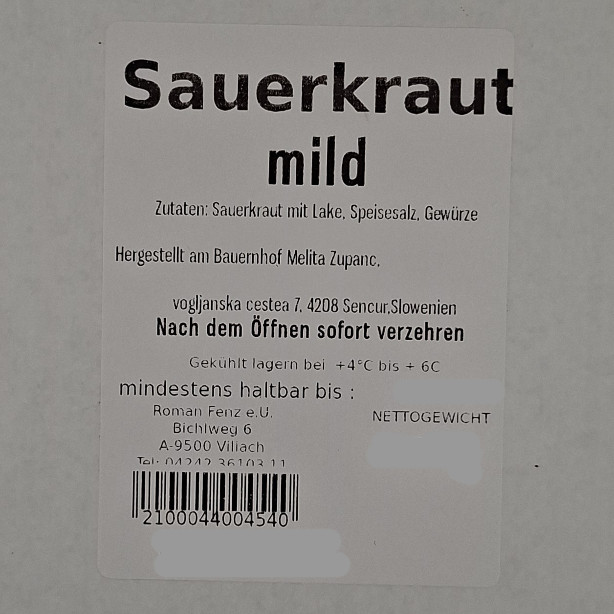 Sauerkraut mild – ca. 450g – Bild 3