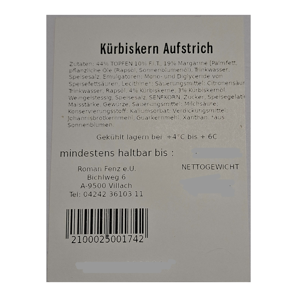 Kürbiskern Topfen Aufstrich – ca. 250g